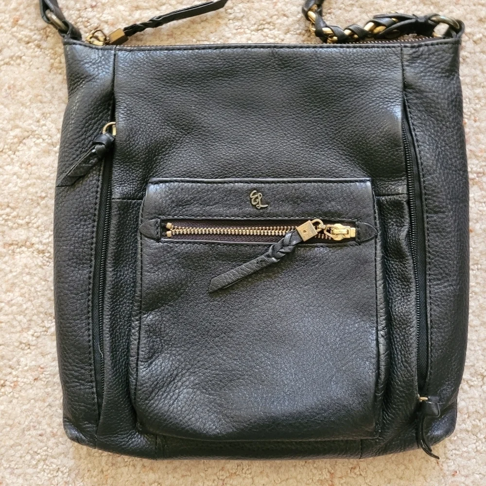 Elliott Lucca Black Leather Crossbody Purse